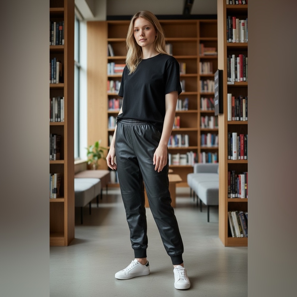 BCBGMaxAzria Shiny Black Joggers